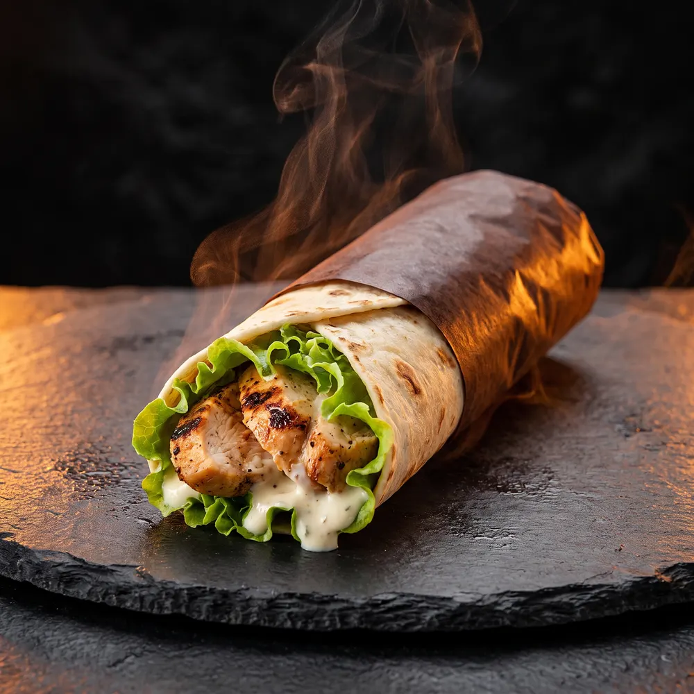 Dürüm Golden Chicken au poulet grillé roulé dans une galette toastée